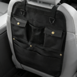 Black Car Seat Back Organizer Multi Pocket & Hooks - Image 2