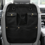 Black Car Seat Back Organizer Multi Pocket & Hooks