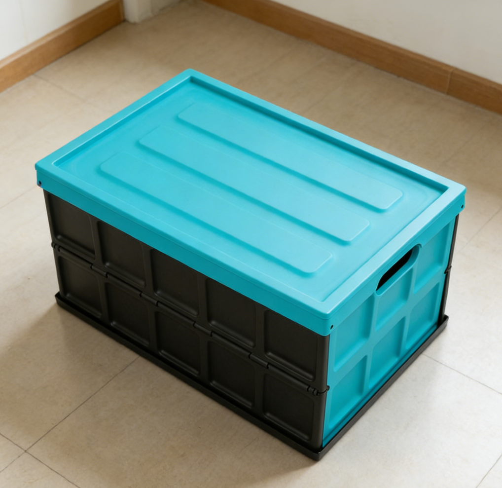 27 Turquoise Stackable Collapsible Car Organizer with Lid Duo - Image 1