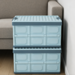 Plastic Stackable Collapsible Car Organizer Boxes with Lids 3-Pc