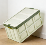 Green Stackable Collapsible Car Organizer Boxes with Lids Trio - Image 2