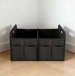 Collapsible Leak-Resistant Car Boot Organizer 2 Compartments Black Pair - Image 2