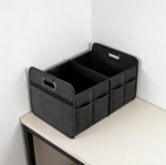 Collapsible Leak-Resistant Car Boot Organizer 2 Compartments Black Pair